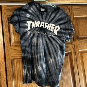 black and grey tie dye thrasher t shirt